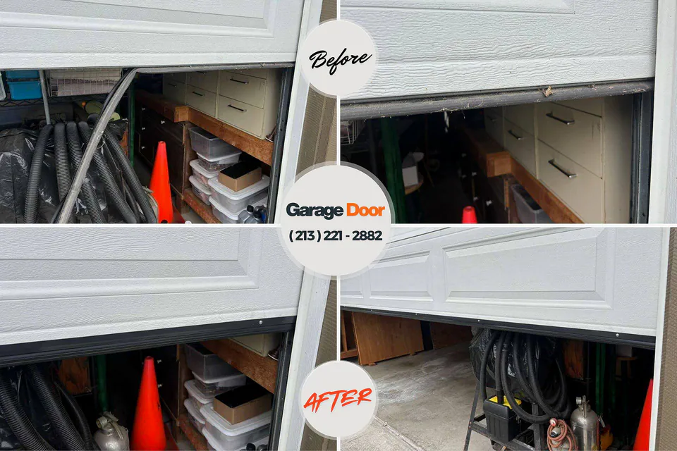 Before and after: garage door repair Koloa, HI